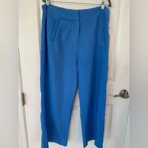 Jason Wu Linen Blend Wide Leg Braided Crop Pants French Blue. Size 8. NWT